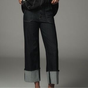 Pilcro Utility Cuff High-Rise Straight Leg Jeans